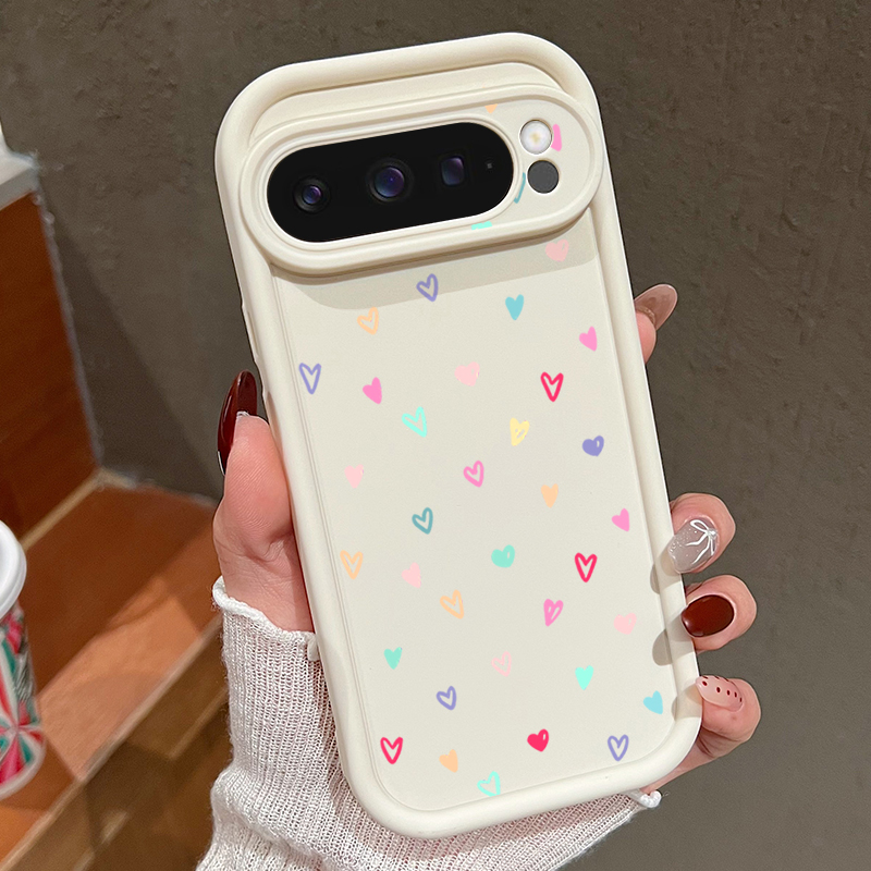 Google Pixel 9 - 컬러풀한 작은 하트 소프트 케이스 구글