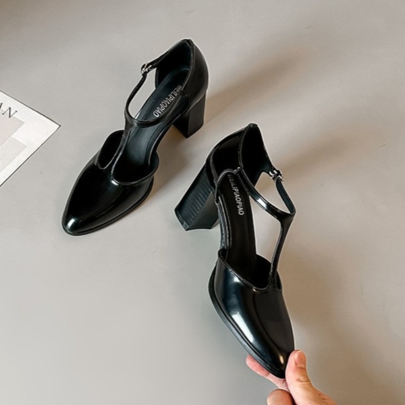 메리 제인 슈즈 블랙 하이힐 여성 샌들 버클 벨트 속이 - Leather Classic Strap 리뷰 및 가격